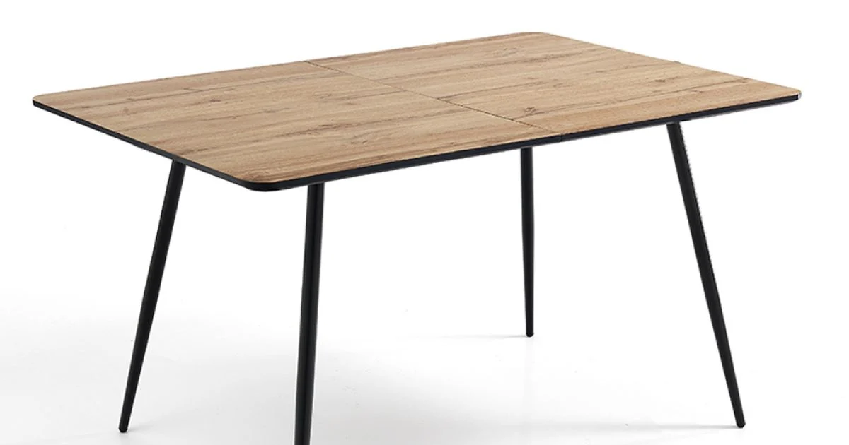 Tavolo da Pranzo Allungabile Fino a 160 cm in Mdf e Metallo Nero - Crumiro