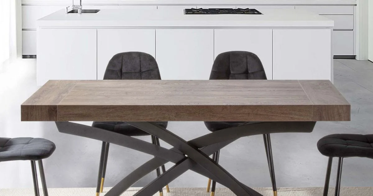Tavolo da Pranzo Allungabile Fino a 260 cm in Legno Nobilitato e Metallo - Lukas
