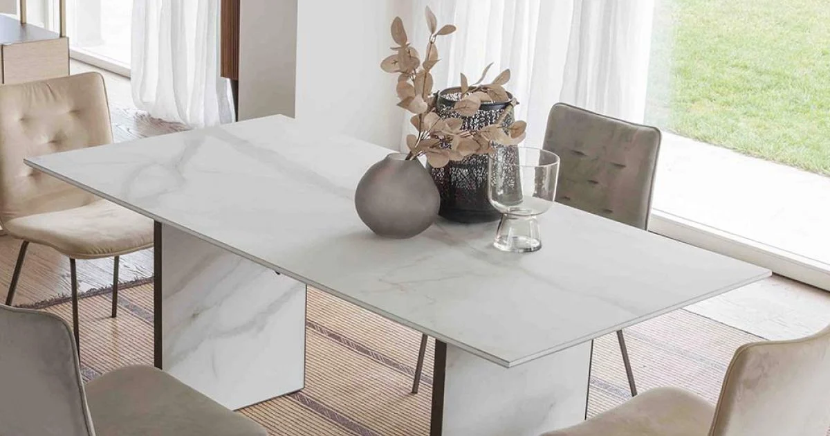 Tavolo da Pranzo Allungabile fino a 280 o 298 cm Piano Ceramica - Nomia