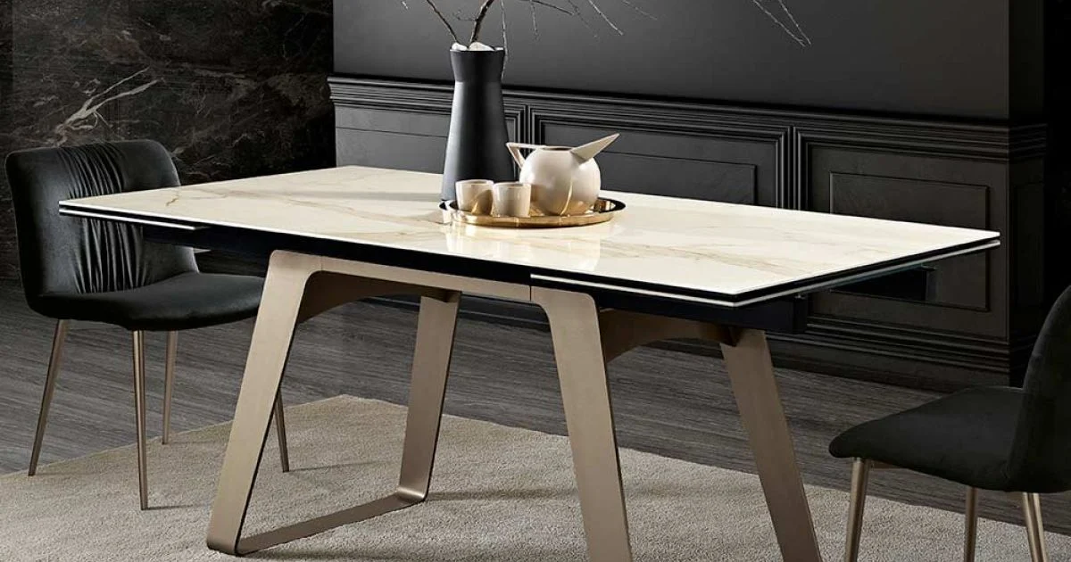 Tavolo da Pranzo Allungabile in Vetroceramica e Metallo Made in Italy - Ania