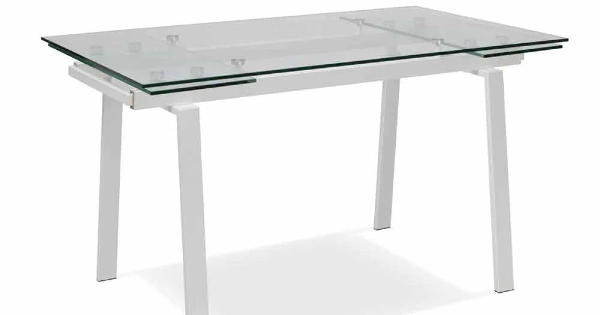 Tavolo da pranzo allungabile moderno in vetro, L140/200x P80 cm, Nardo
