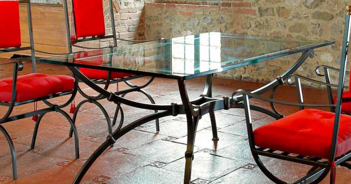 Tavolo da Pranzo Artigianale con Piano in Vetro Made in Italy - Principe