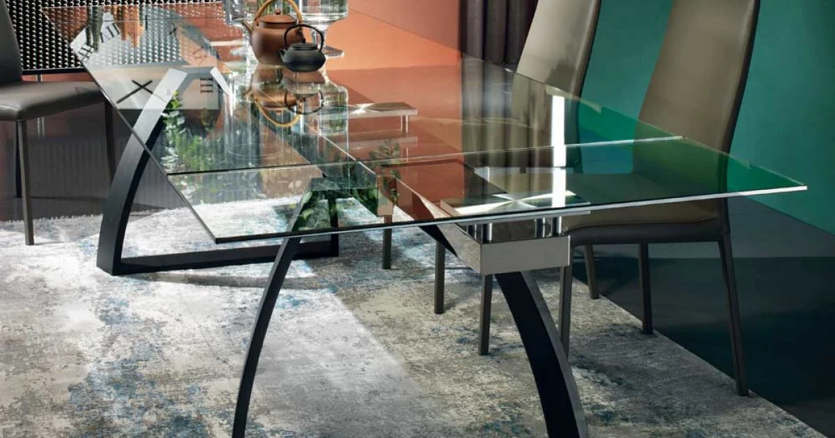 Tavolo da Pranzo con Piano Allungabile in Vetro Made in Italy - Antimo