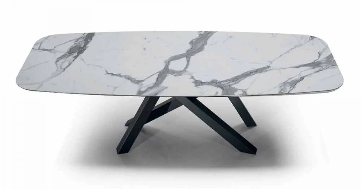 Tavolo da Pranzo con Piano in Ceramica Made in Italy Pregiato - Settimmio