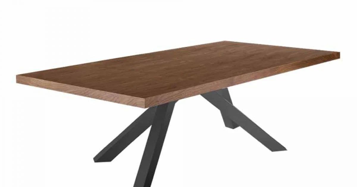 Tavolo da Pranzo con Piano in Legno Impiallacciato Made in Italy - Settimmio