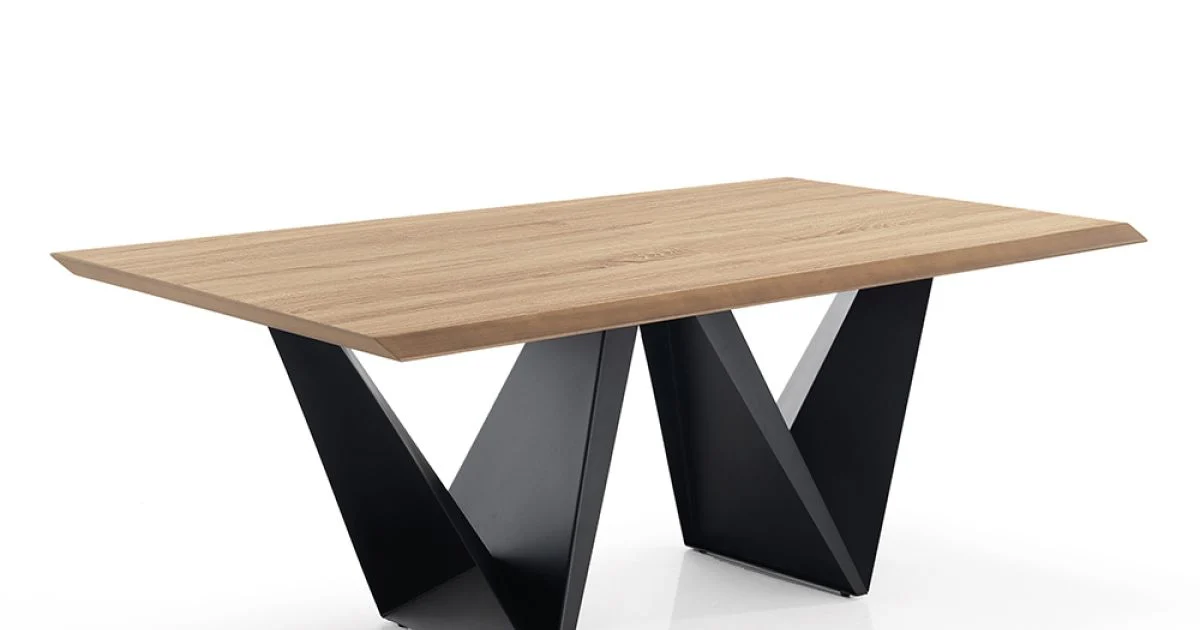 Tavolo da Pranzo con Piano in Mdf Impiallacciato Finitura Rovere - Helene