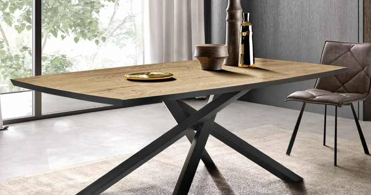 Tavolo da Pranzo con Piano in Rovere Impiallacciato Made in Italy - Antonino