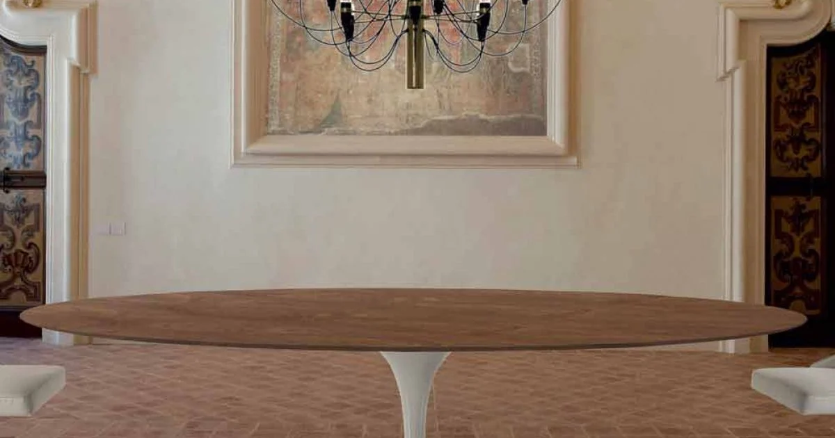 Tavolo da Pranzo con Piano Ovale Impiallacciato Made in Italy Pregiato - Dollars