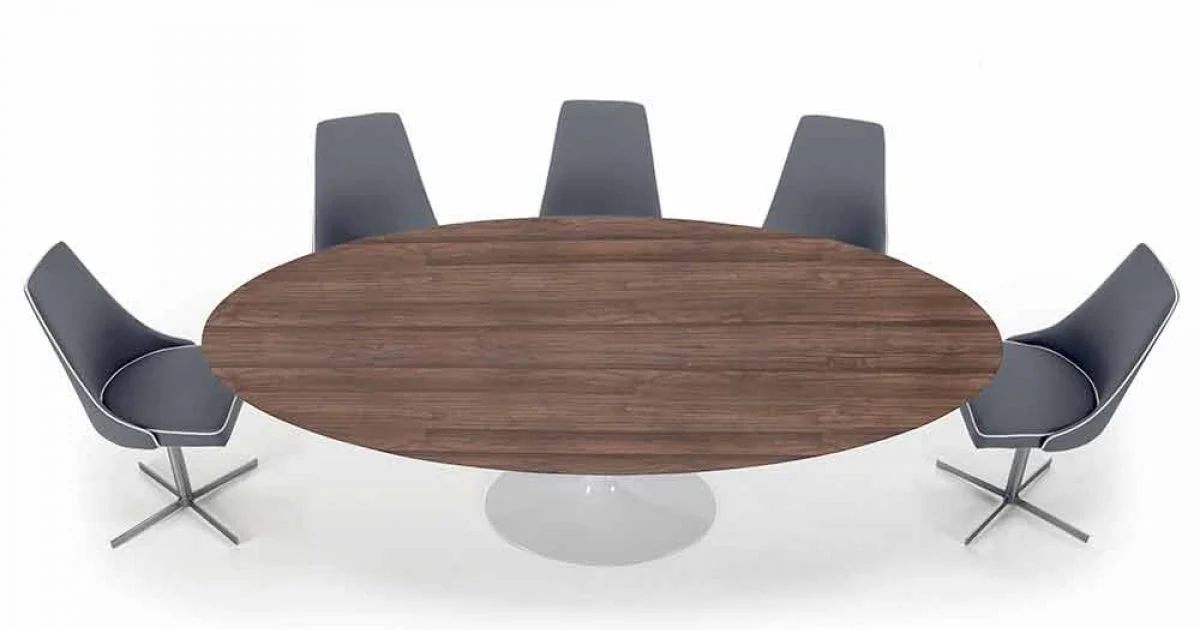 Tavolo da Pranzo con Piano Ovale in Laminato HPL Made in Italy - Dollars