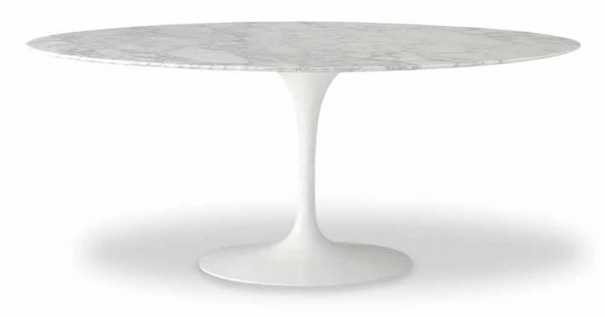 Tavolo da Pranzo con Piano Ovale in Marmo Realizzato in Italia - Superbo