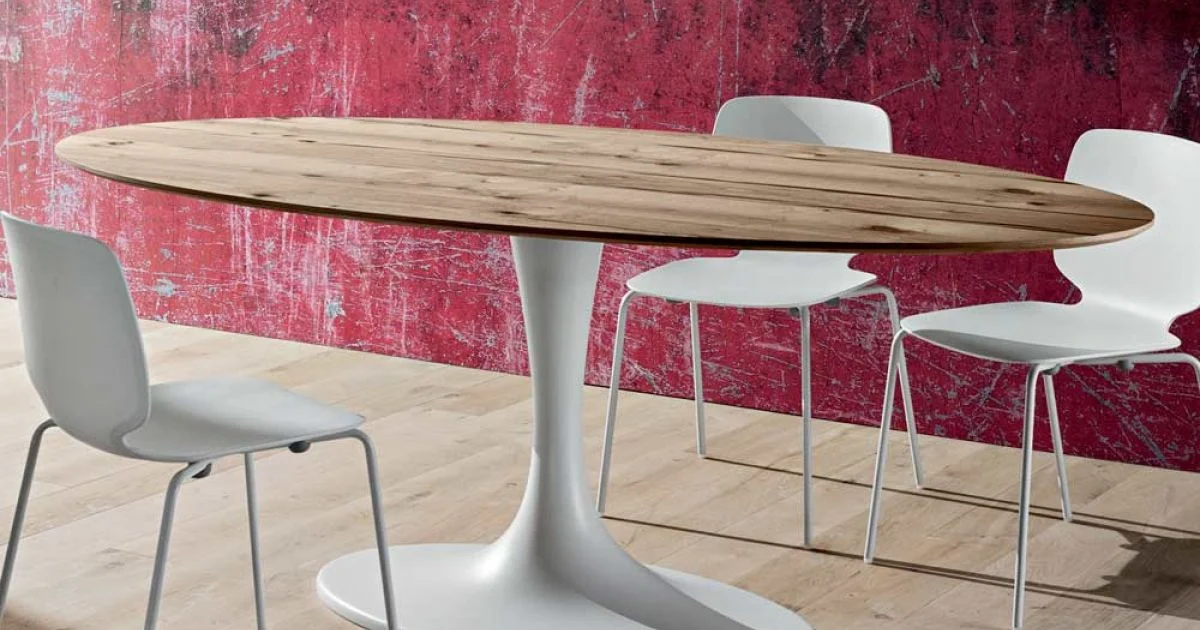 Tavolo da Pranzo con Piano Ovale in Multistrato Made in Italy - Brontolo