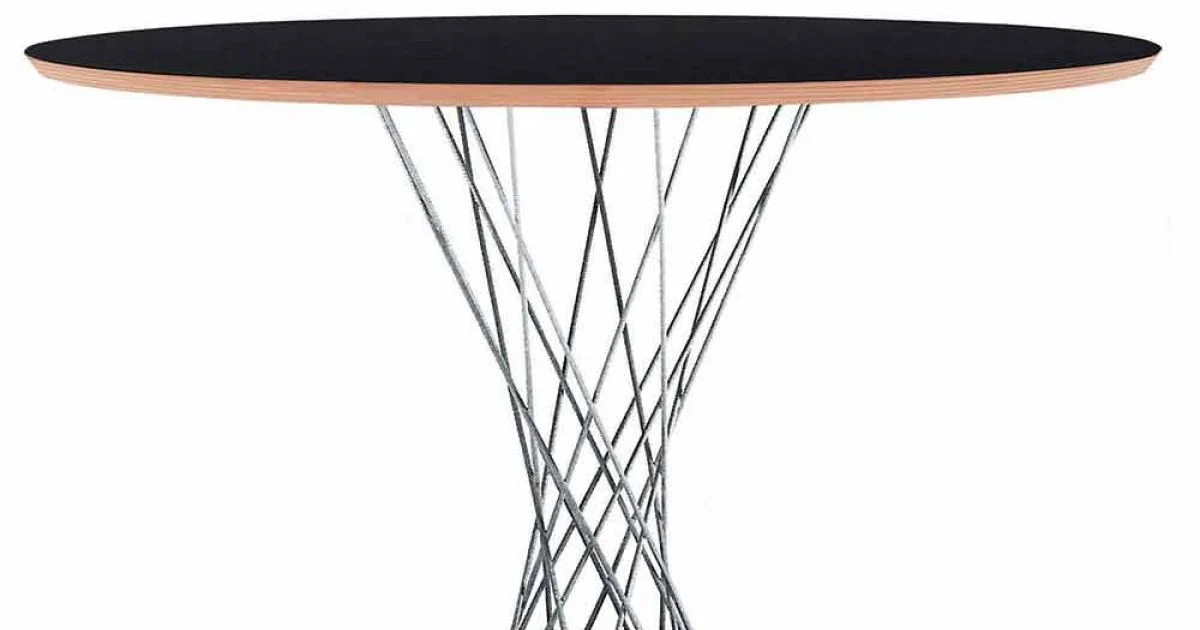 Tavolo da Pranzo con Piano Rotondo in Laminato Nero Made in Italy - Plaza