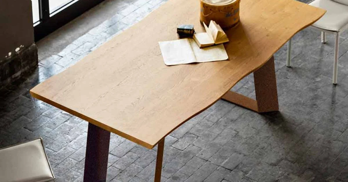 Tavolo da pranzo design moderno 100x200 cm in legno e metallo Flora