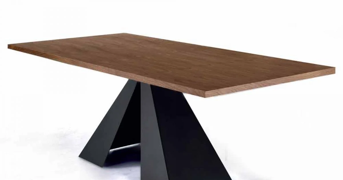Tavolo da Pranzo Impiallacciato con Base in Acciaio Made in Italy - Dalmata