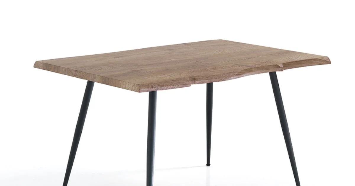 Tavolo da Pranzo in Acciaio con Piano in Mdf Finitura Quercia  - Gherardo