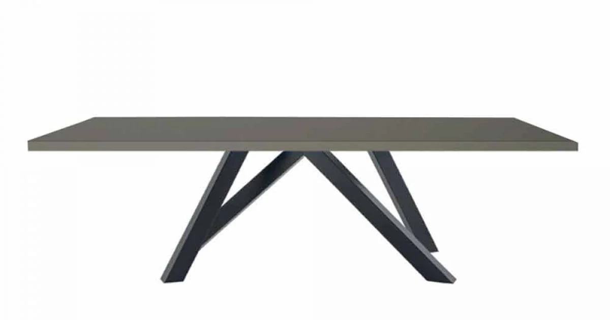 Tavolo da Pranzo in Fenix Grigio e Acciaio Laccato Made in Italy - Settimmio