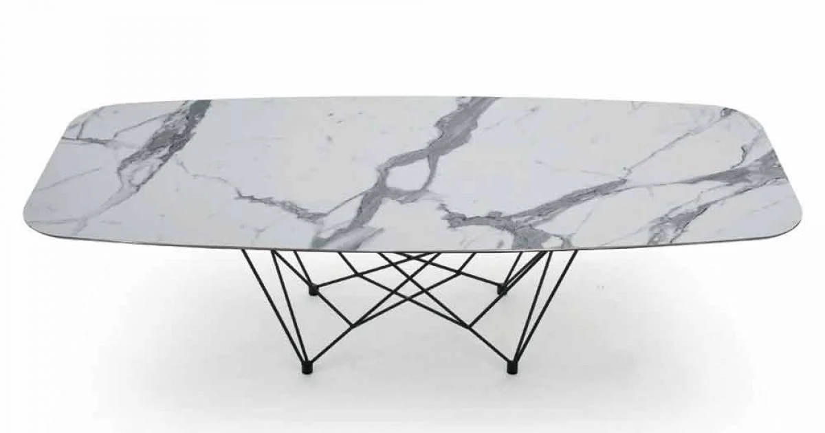 Tavolo da Pranzo in Ceramica e Acciaio Made in Italy Alta Qualità - Ezzellino
