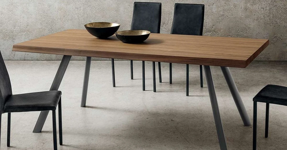 Tavolo da Pranzo in Legno e Alluminio Made in Italy, Pregiato - Lingotto