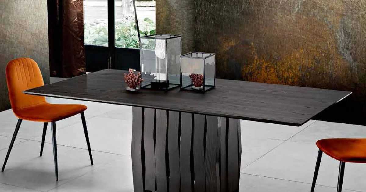 Tavolo da pranzo in legno Mdf di design made in Italy, Egisto