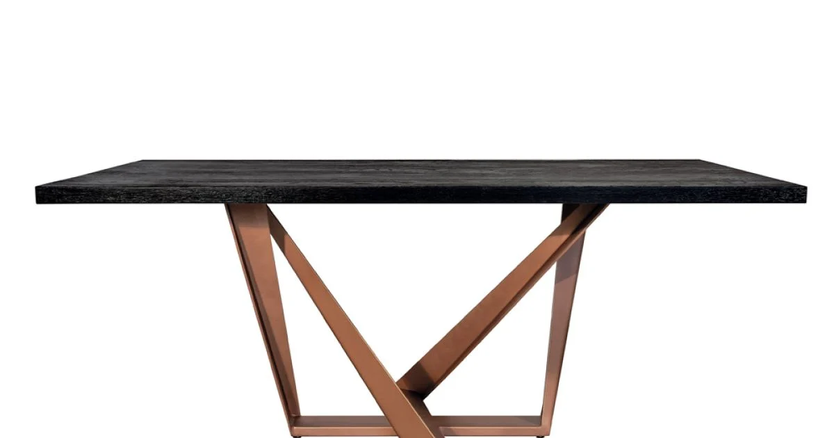Tavolo da Pranzo in Legno Rovere e Metallo Color Rame Nuvolato Made in Italy - Patty