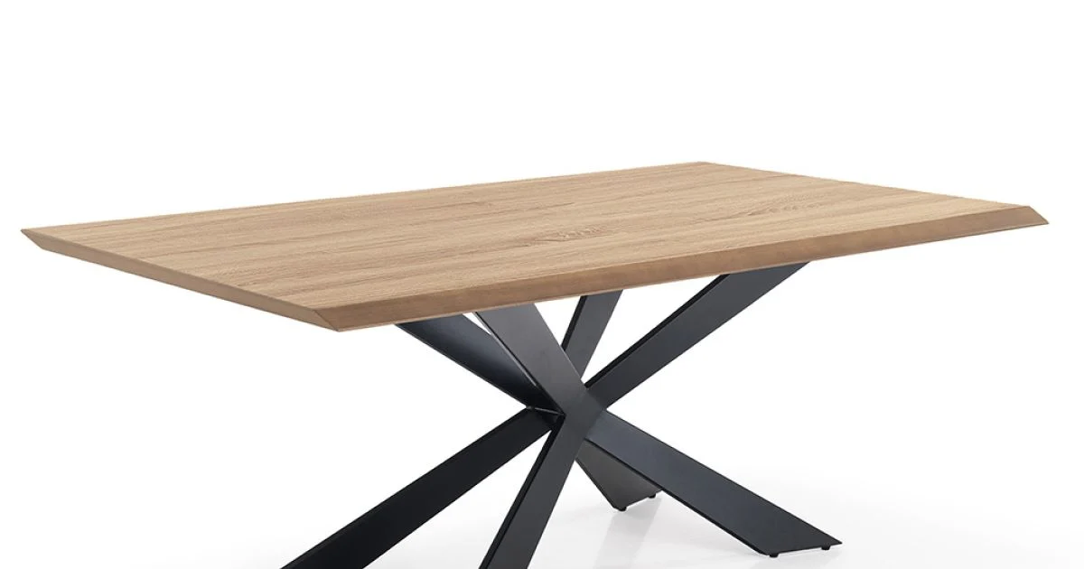 Tavolo da Pranzo in Mdf Finitura Rovere e Metallo Nero Opaco - Notino