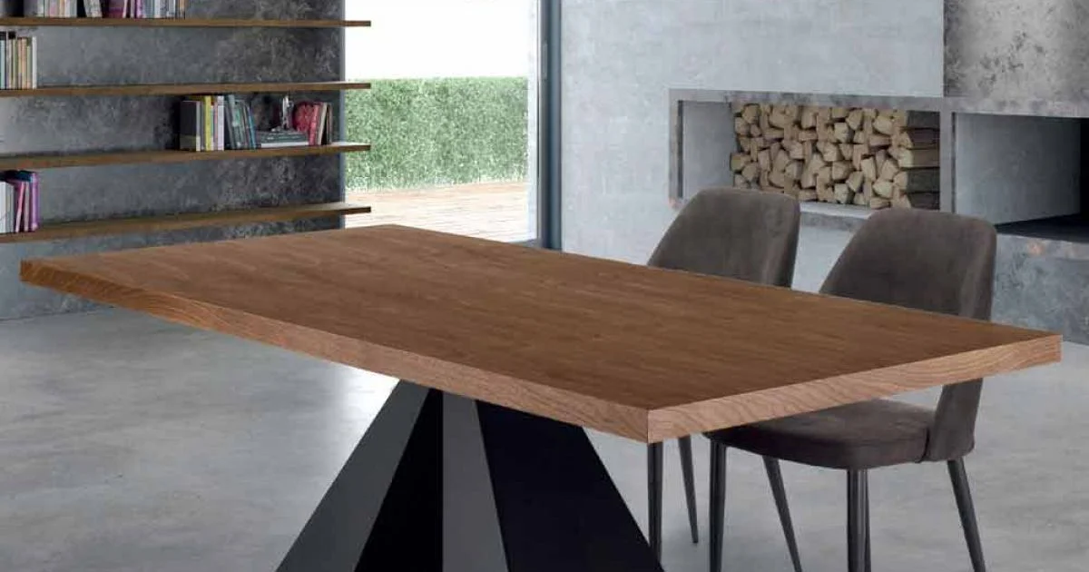 Tavolo da Pranzo Moderno in Legno e Acciaio Made Italy, 10 Posti – Dalmata