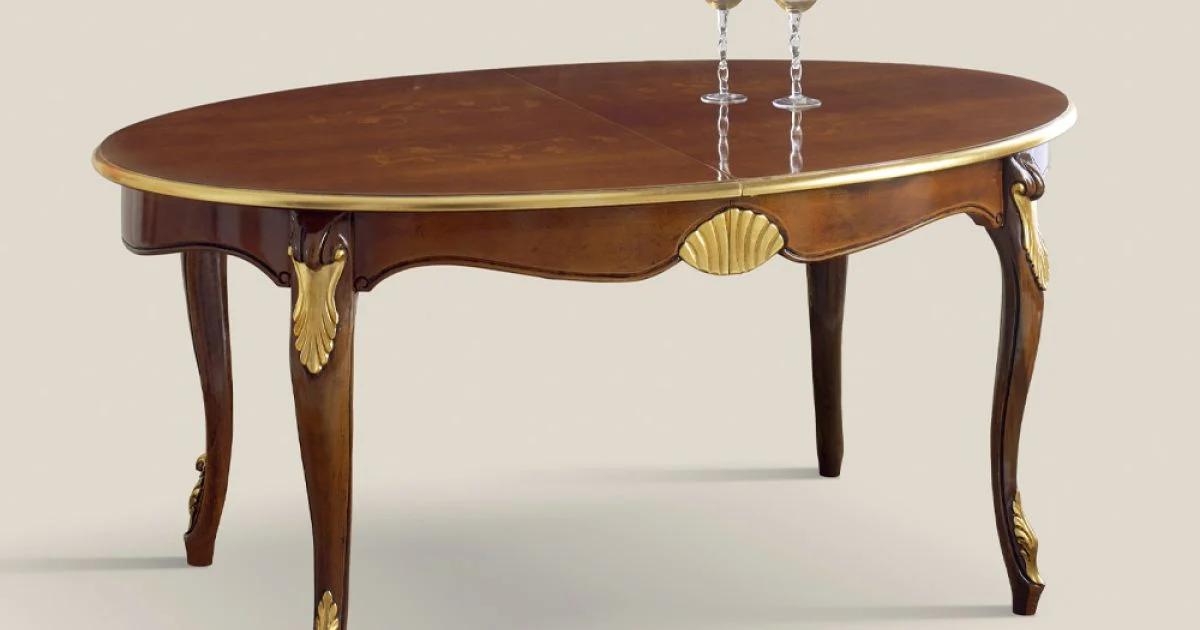 Tavolo da Pranzo Ovale Allungabile 270 cm in Legno Made in Italy - Baroque