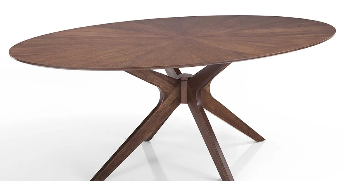 Tavolo da Pranzo Ovale in Mdf con Struttura in Legno Massello - Fulmine