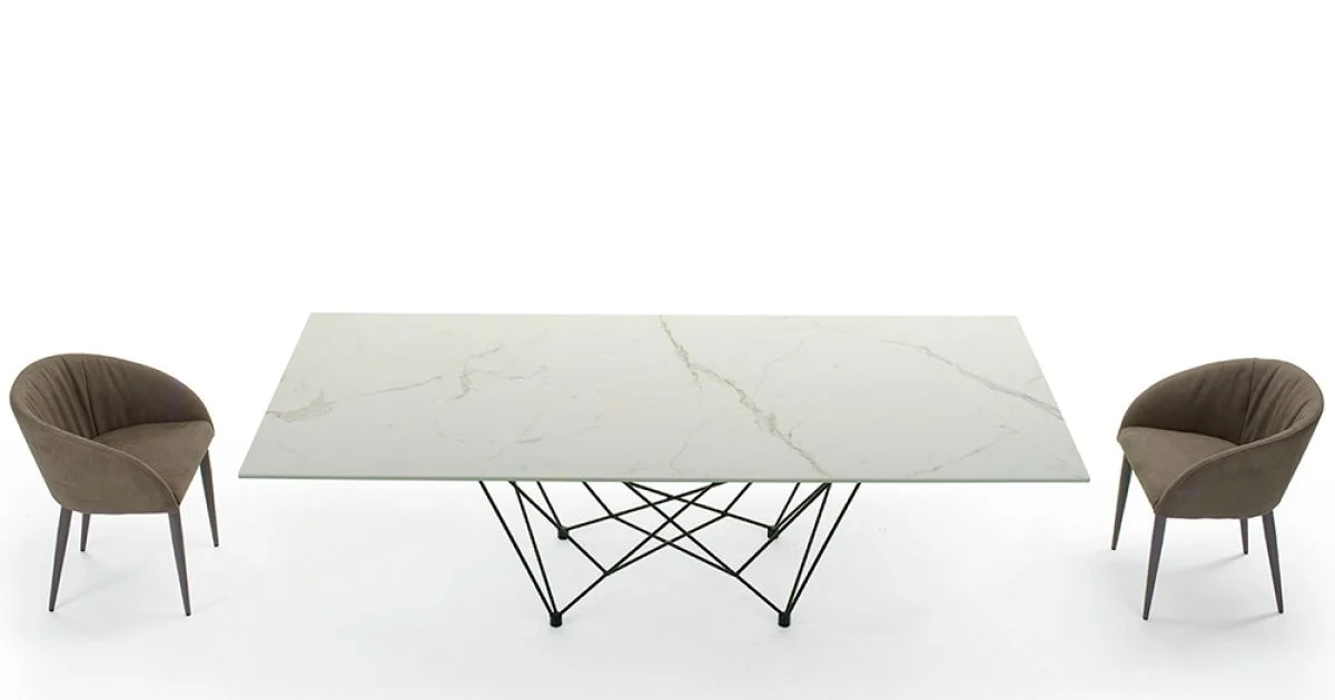 Tavolo da Pranzo Piano in Laminam e Base in Acciaio Made in Italy – Ezzellino
