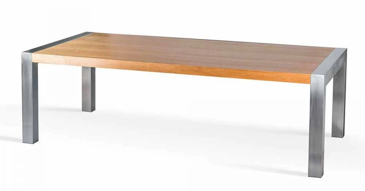 Tavolo da pranzo rettangolare in legno di rovere e acciaio Frodo