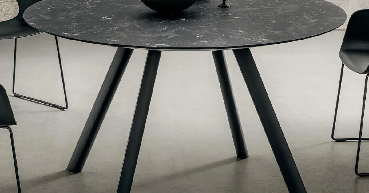 Tavolo da Pranzo Rotondo con Piano in Hpl Stratificato Made in Italy - Lingotto