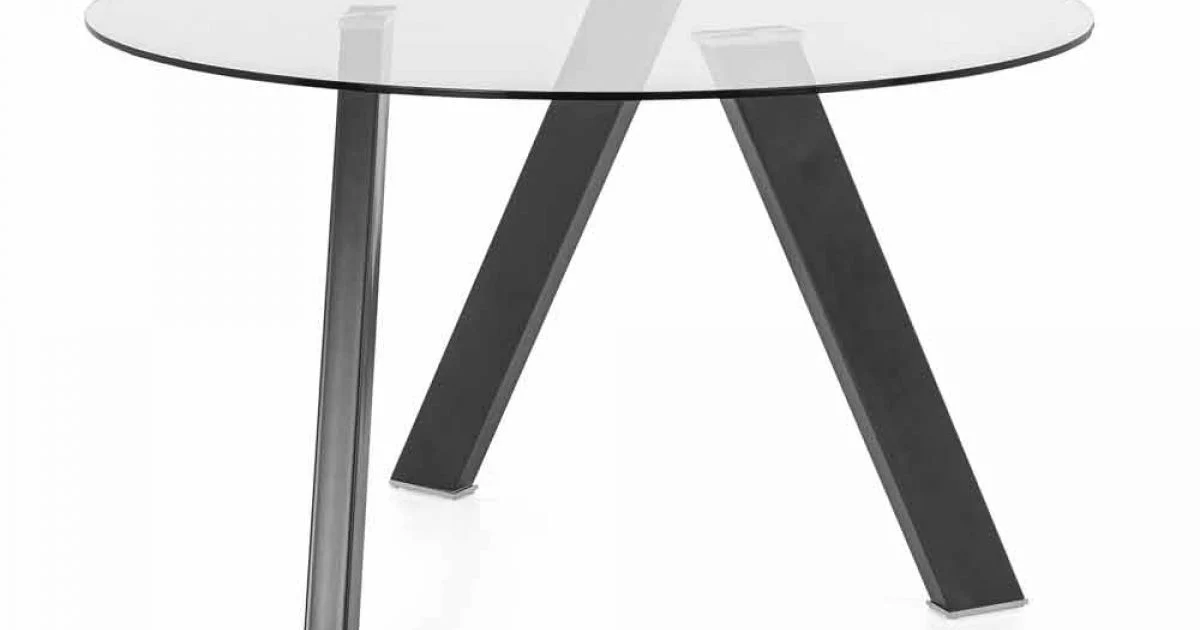 Tavolo da Pranzo Rotondo in Vetro e Metallo di Design Moderno – Tontolone