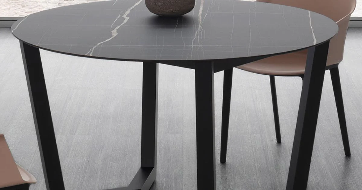 Tavolo da Pranzo Rotondo Metallo e Hpl Stratificato Made in Italy - Bastiano