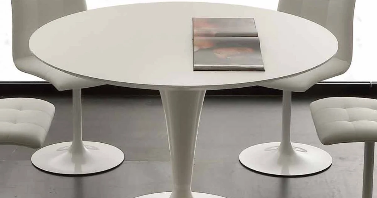 Tavolo da pranzo tondo bianco Topeka, design moderno
