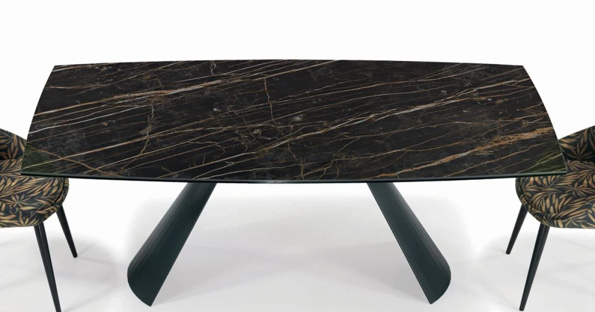 Tavolo da Soggiorno Allungabile con Piano a Botte in Ceramica Made in Italy - Occhiali