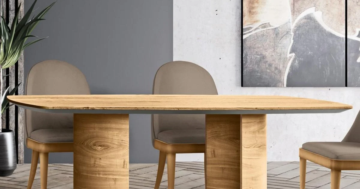 Tavolo da Soggiorno con Piano e Basamento in Legno Made in Italy - Asta