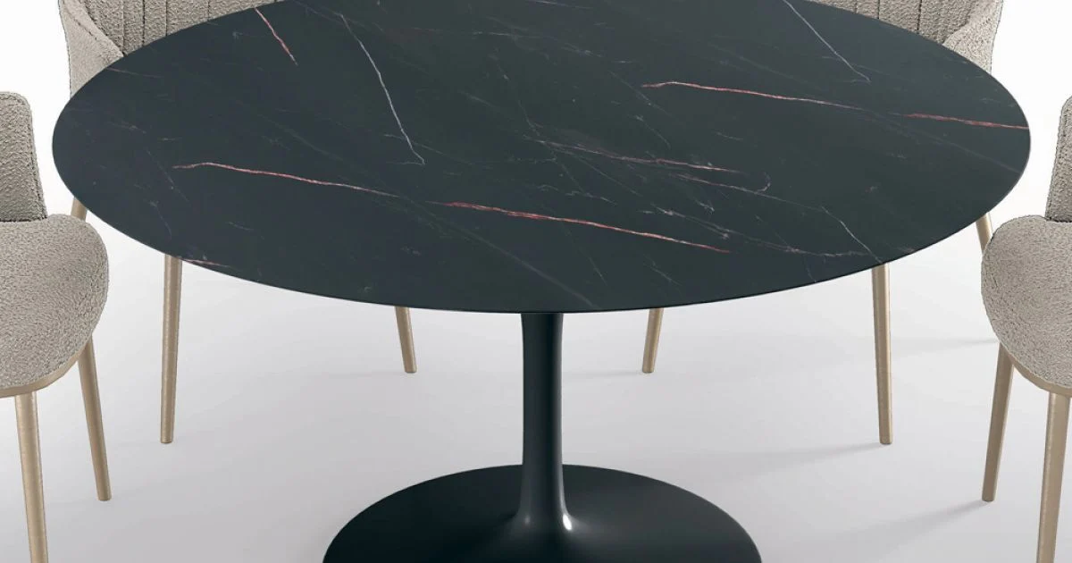 Tavolo da Soggiorno Rotondo Fisso in Laminato e Alluminio Made in Italy - Dollars