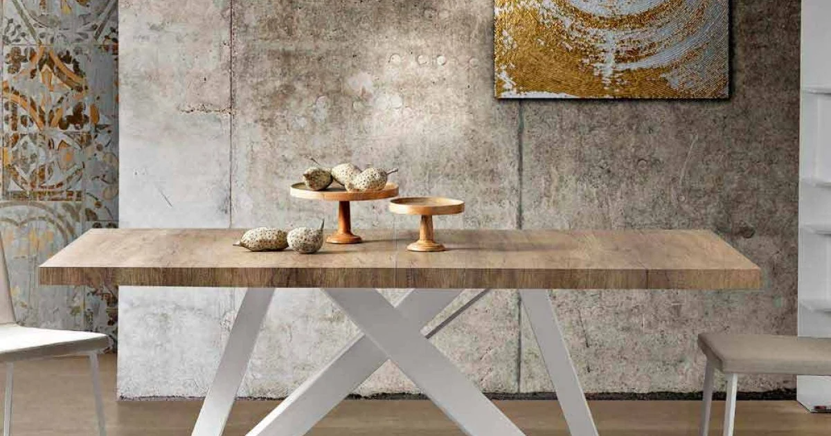 Tavolo estensibile moderno in legno melaminico made in Italy, Wilmer
