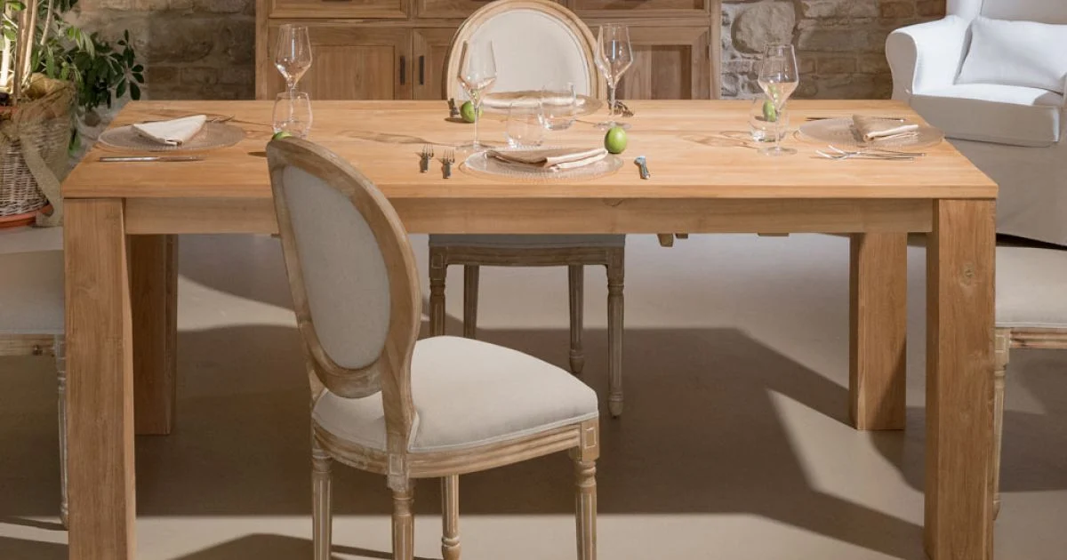 Tavolo Fisso 190x100 cm da Soggiorno Realizzato in Legno Teak Massello - Fiamminga