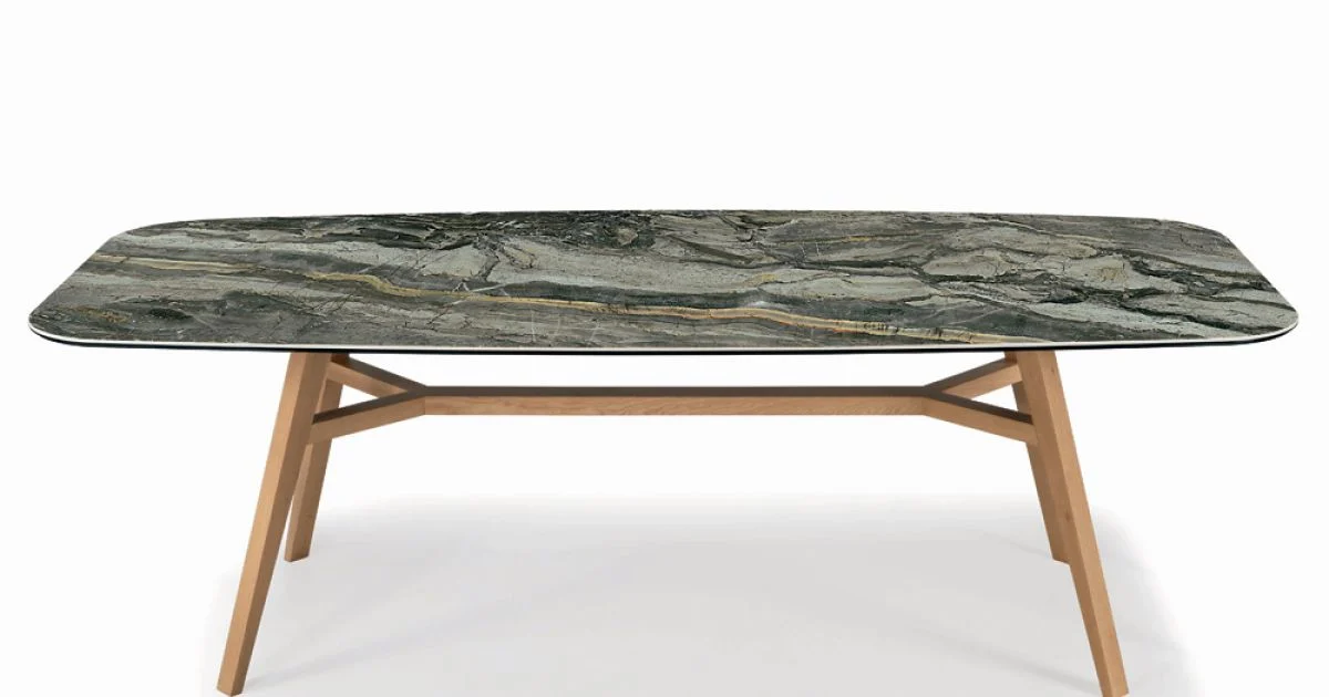 Tavolo Fisso a Botte con Base in Frassino Tinta Noce Canaletto Made in Italy - Nord