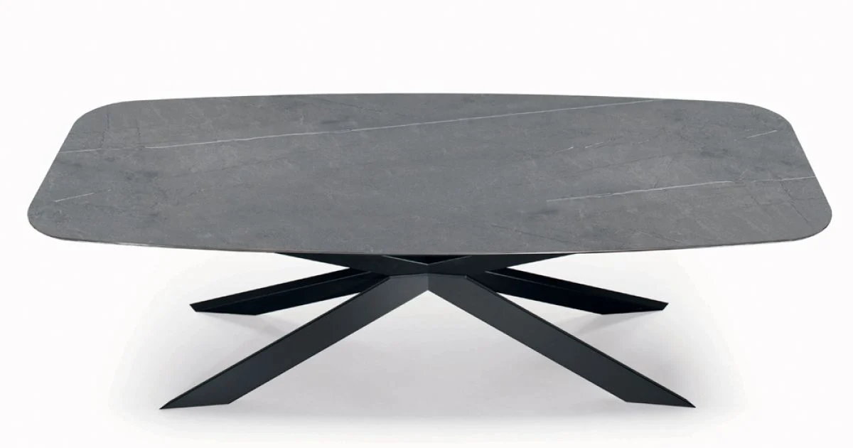 Tavolo Fisso a Botte con Piano in Laminato e Acciaio Made in Italy - Grotta