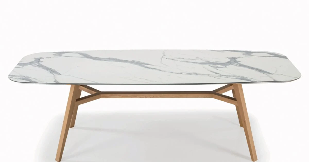 Tavolo Fisso a Botte in Laminato e Legno di Frassino Made in Italy - Nord