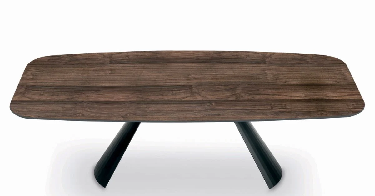 Tavolo Fisso con Base in Acciaio Nero e Piano in Laminato Made in Italy - Occhiali