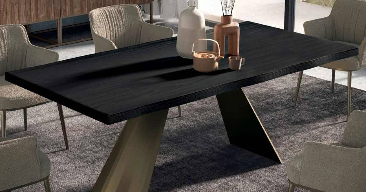 Tavolo Fisso con Bordo Scortecciato Irregolare Made in Italy - Occhiali