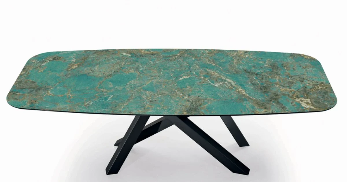 Tavolo Fisso con Piano a Botte in Ceramica Made in Italy - Settimmio