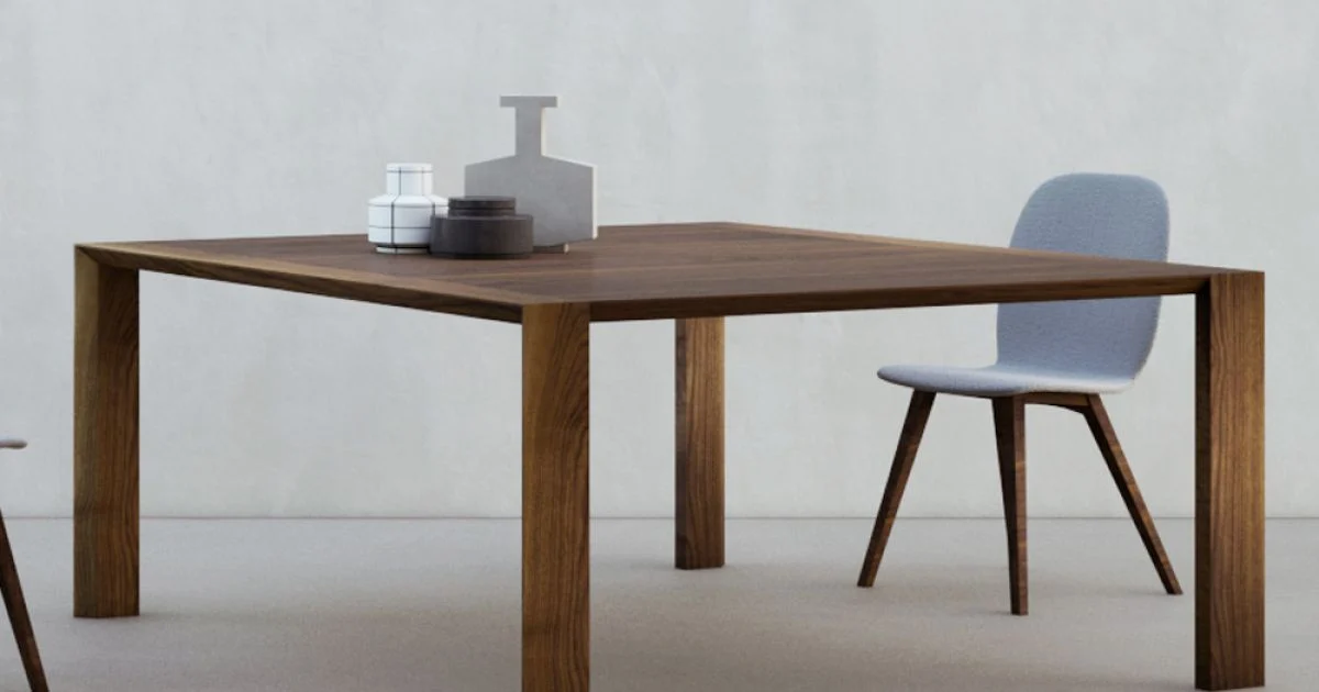 Tavolo Fisso con Piano Bisellato Noce Canaletto Made in Italy - Caspian