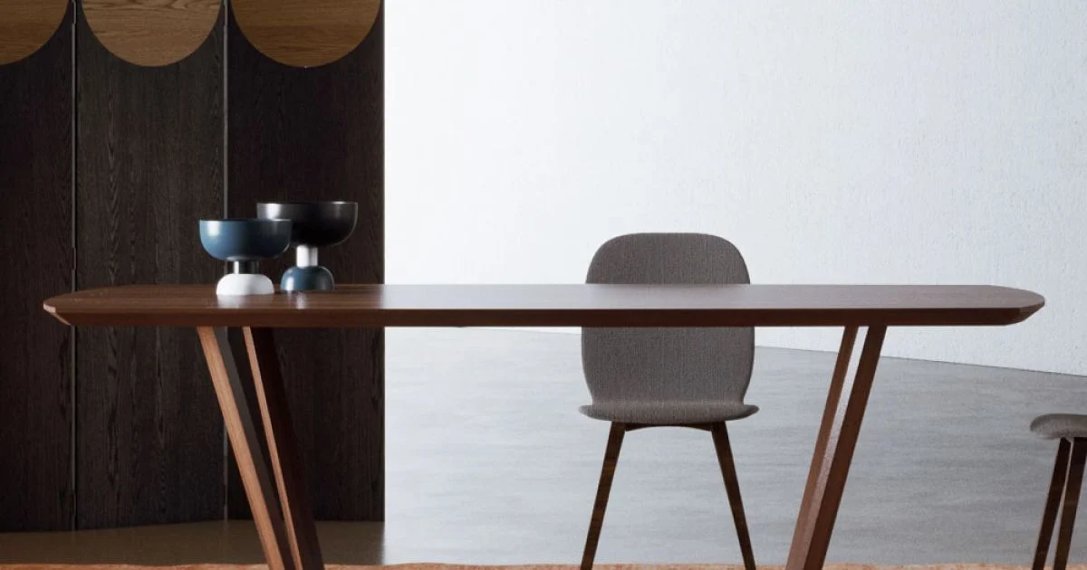 Tavolo Fisso con Piano Sagomato e Basamento in Legno Made in Italy - Digory