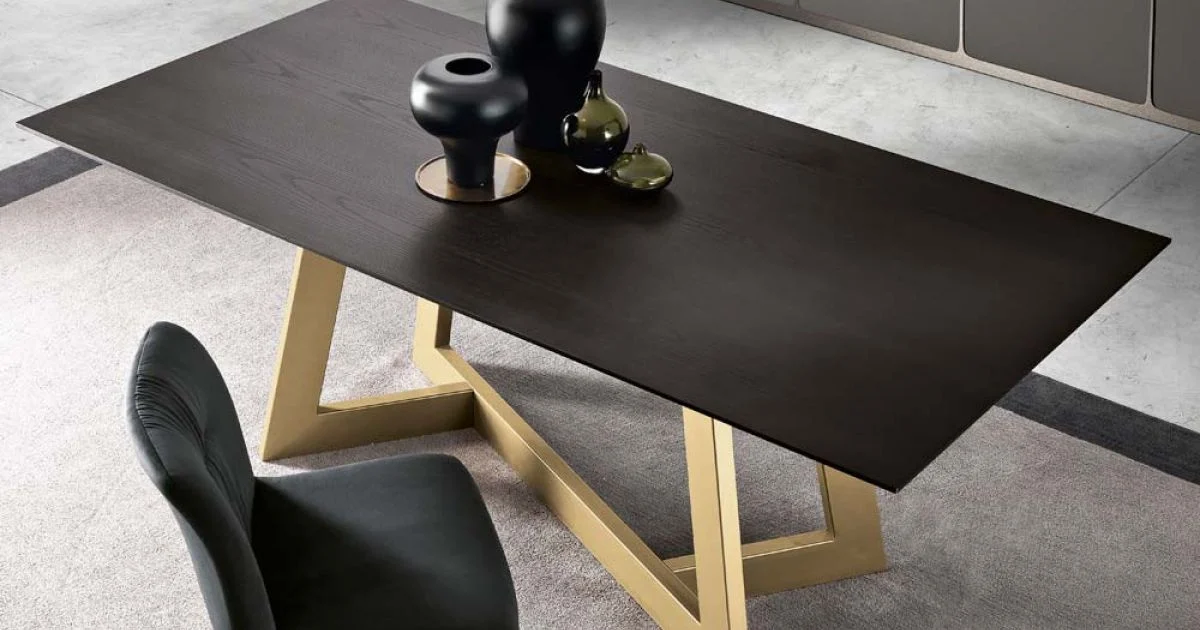 Tavolo Fisso da Pranzo con Piano in Legno Impiallacciato Made in Italy - Tecna