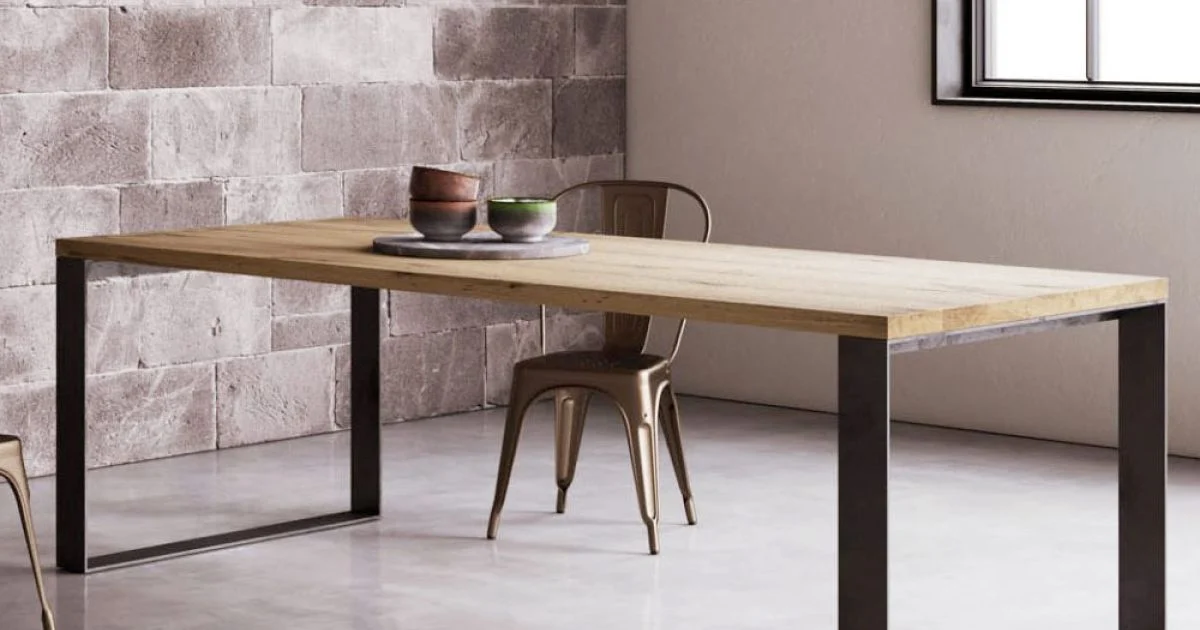 Tavolo Fisso Impiallacciato Rovere Spaccato Naturale Made in Italy - Telmerini