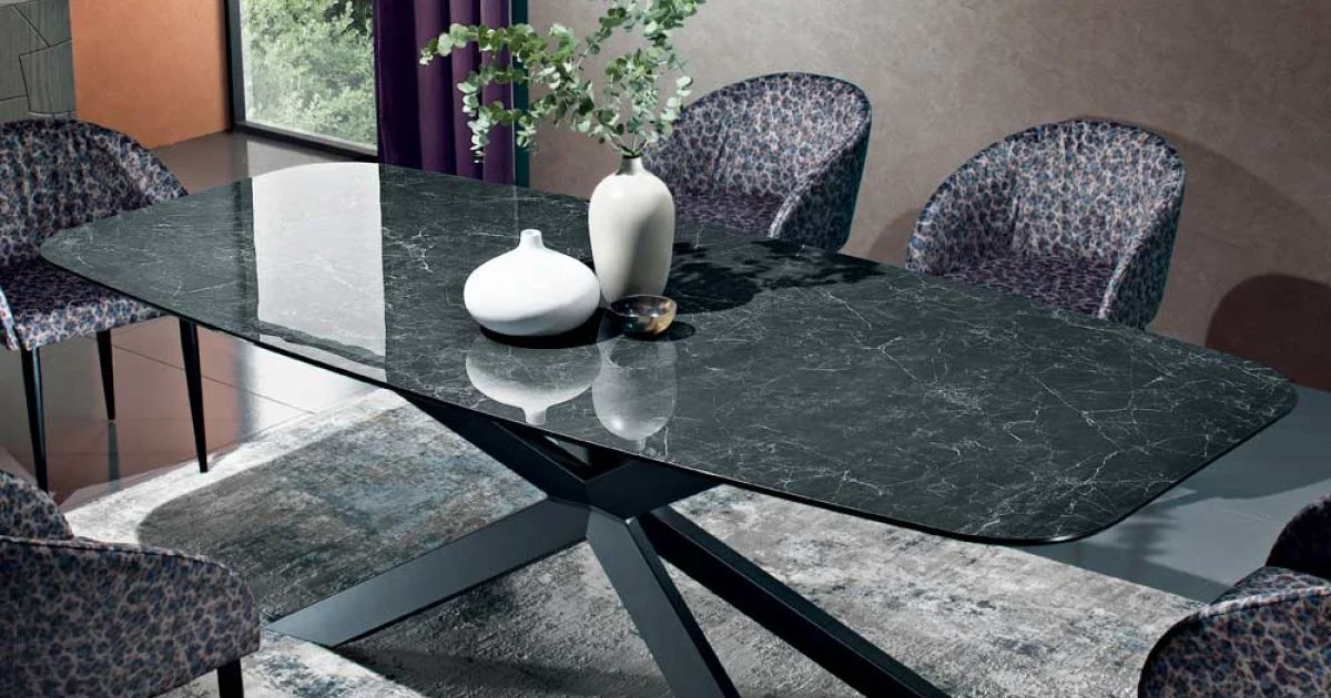 Tavolo in Ceramica Nero Greco Lucido Made in Italy - Grotta